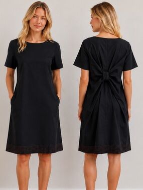 COS Black Cotton Bow Dress Size US 6